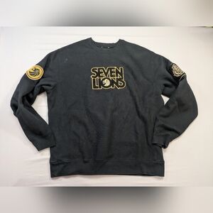 Seven Lions EDM Rave Men's Crewneck Sweatshirt Sz XL Black Fleece Pullover